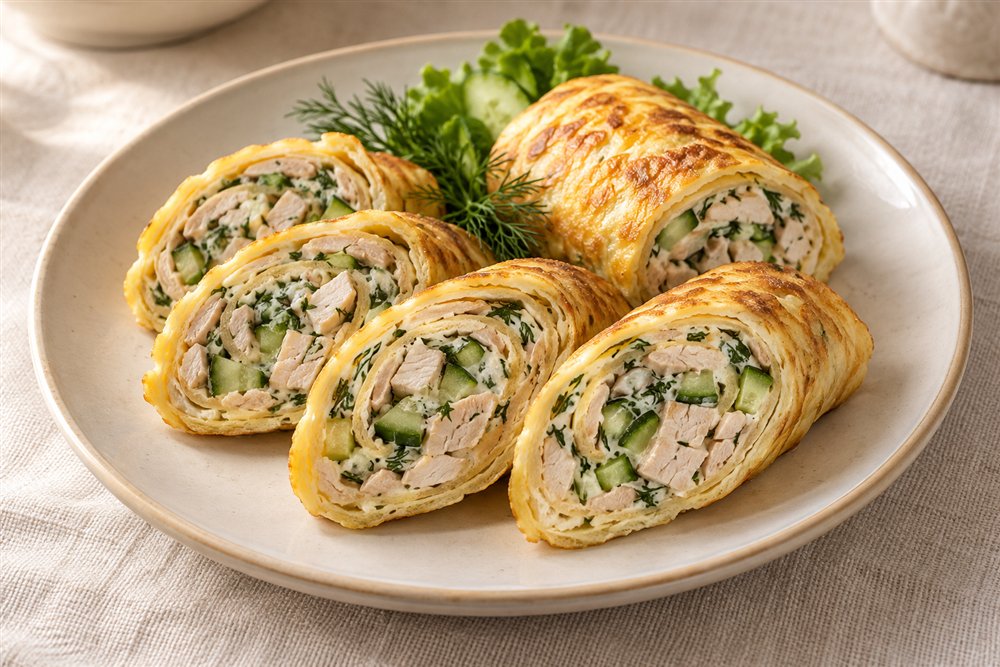 Бризоль из курицы с огурцом — визуализация подачи